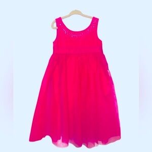 Carters Hot Pink Sequined Tulle Belted Dress Size 4